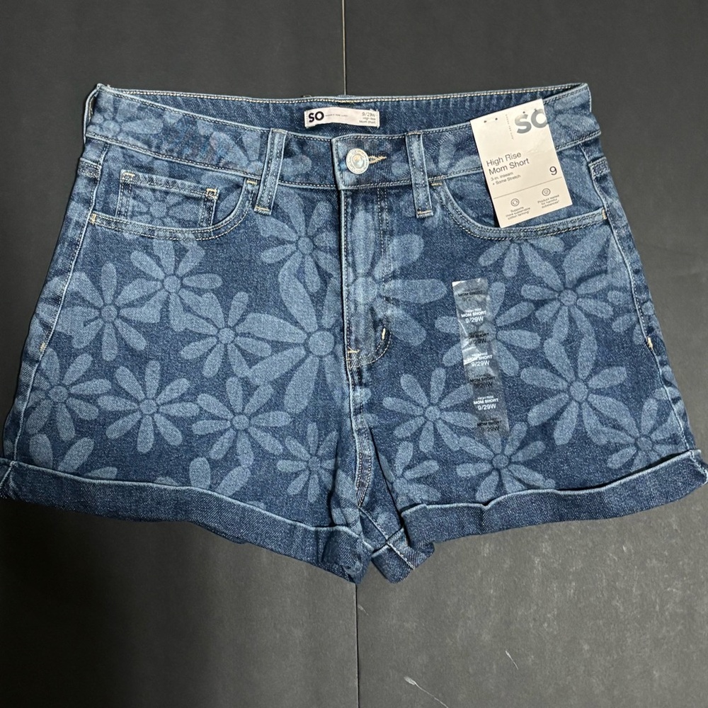SO Women's Denim Shorts with Floral Pattern